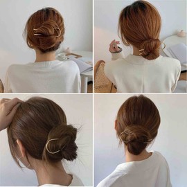 Sttiafay U Shape Hairpin Metal Hair Fork Vintage Hair Sticks Gold Hair Fork Updo Hair Clip Minimalist U Shaped Hair Stick Accessories for Women and Girls Gifts