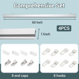 Otoolling 4 Pack 59.4 Inch Poster Rail Hanging Aluminum Clip Heavy-Duty Hanger Frame Display for Large Picture, Signs, Prints, Artwork, Banners and Maps