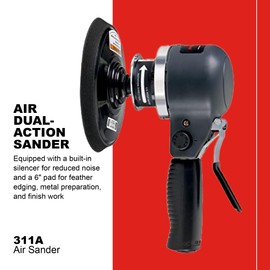 Ingersoll Rand 311A Dual-Action Angle Air Sander, 6" Adhesive Pad, 12,000 rpm, 0.25 hp, Side Exhaust