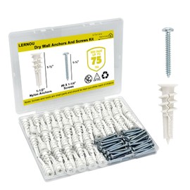 100pcs Gypsum Board Drywall Repair Kit, Including 50 Expansion Wall Anchors and 50#8 X 1-1/4" Self-Drilling Screws, Suitable for 75-Pound Hanging, Home Decoration, Picture Frame Hanging Nails.