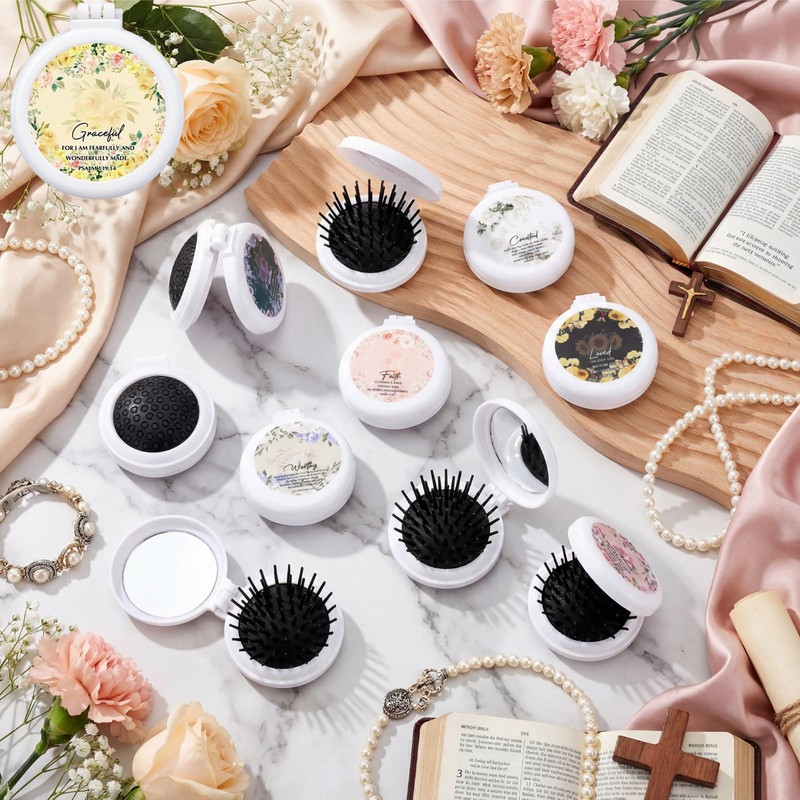 20 Pcs Christian Gifts Bulk for Women, Foldable Hair Brush