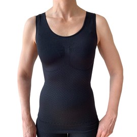Bioflect® Compression Vest Tank Top - with Bioactive Fibers and Raised Massaging Knit - for Binding, Support and Comfort - Black 2XL