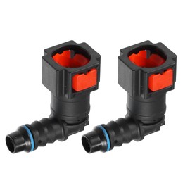 A ABSOPRO Car Fuel Line Hose Quick Release Connector 90 Degree 5/16" 7.89mm SAE to 5/16" 8mm Disconnect Hose Plastic Red (Set of 2)