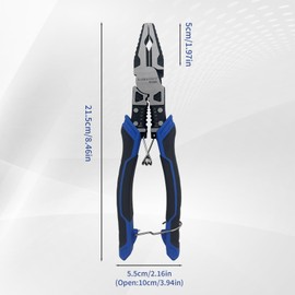 4-in-1 Linesman Pliers with Stripper and Crimper Multifunction Compound Linemans Pliers with Spring Loaded and Safety Lock Side Cutters Heavy Duty for Electrician and Homes