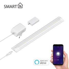 ledscom.de Siris Smart LED Under-Unit Light White Matt with Power Supply and WLAN Controller, Flat, Smart Home, Alexa-Capable, 30 cm, 370 lm, White