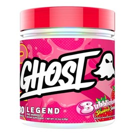 GHOST Legend Pre-Workout Powder, Burbujeante sabor a fresa - 30 porciones - Pre-entrenamiento para hombres y mujeres con colina, L-citrulina y beta-al
