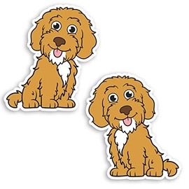 2 x 10cm Cute Cockapoo Puppy Vinyl Stickers - Cartoon Dog Kids Sticker #29229