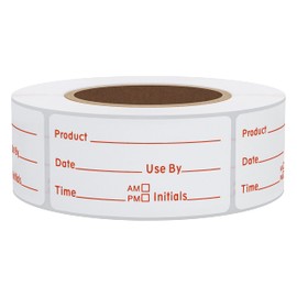 Hybsk 500pcs Freezer Labels for Food Storage Removable FIFO Use by Food Preparation Stickers Prep Date 1 x 2 Inch Labels (Red)