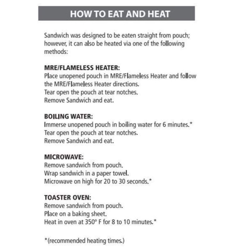 Pepperoni Pizza Slices / MRE 'Meal, Ready to Eat' /