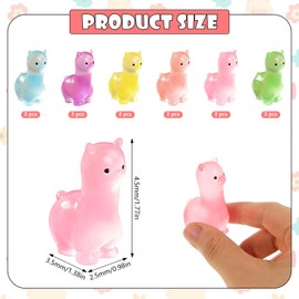 Keboyoe 18 Stück Leuchtende Mini-Alpaka Figurine mini Leuchtende Alpaka Mini Resin Alpaca Figures Glow in The Dark Miniature Alpaca Figures für Gartendeko,DIY Micro Landschaft Szenen,Heimdekorationen