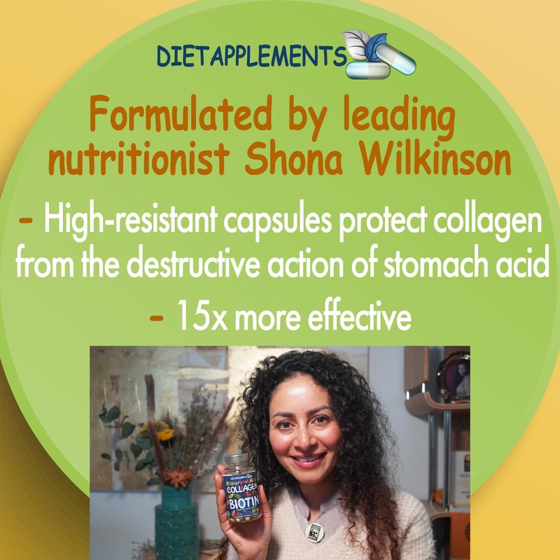 Marine Collagen Type1&3 1800mg, Biotin 10000mcg/serving, Hyaluronic Acid, Vitamins, Minerals,