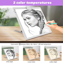 YINGWOND Wireless Rechargeable A3 Light Pad with Carry Bag,Diamond Art Light Board 2500mAh Battery,3 Color Temperatures and Stepless Dimming,Light Box for Tracing,Diamond Painting,Weeding Vinyl
