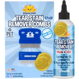 Bodhi Dog Tear Stain Remover & Tear Stain Remover Combs - Gently Removes Stains, Dirt from Pet Eyes - Safe & Gentle on Dogs and Cats - Cleans Delicate Fur - Ideal for Grooming & Tear Stain Prevention