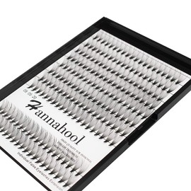 Hannahool 10Rows-200Pcs 20D Natural Long Individual False Eyelashes Cluster Thickness 0.07mm D Curl Volume Premade Fans Eye Lashes Extensions Soft and Lightweight Dramatic Look (18mm)