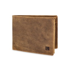 LEDEROW Men's Leather Wallet - Landscape Format Wallet with Gift Box - Men's Wallet RFID Protection with Coin Compartment - Wallet Man Large, Hunter Brown, rfid wallet