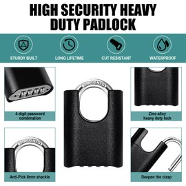 Heavy Duty Combination Lock, Waterproof and Rustproof Padlock with Code for Storage, Warehouses, Garage, Outdoors,Fence,Gate,Anti-Theft Protection (1 Lock)
