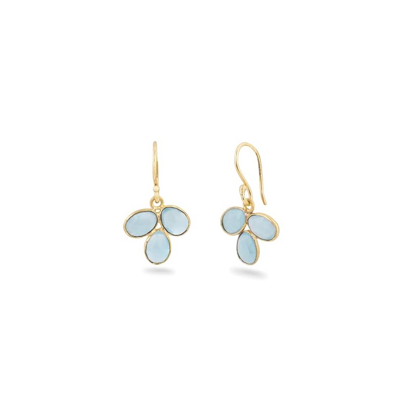 Petal Shape Earrings: Isla Vurma, Gold, Chalcedony, moonstone peach and