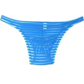 iKingsky Ropa Interior Brasileña Sexy para Hombre, Slips Transparente Debajo de Las Bragas, Cobertura de Media Espalda (S, Azul)