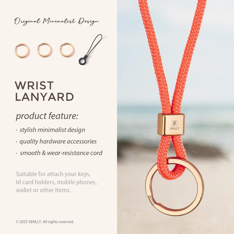 SENLLY Wristlet Lanyard Strap for Keys, Original Minimalist Design Wrist