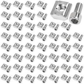 XSHAO® 50 Stück Nutensteine M5, Nutensteine M5 Nut 6 mit Schraube, Serie 2020 T Nut typ B für Aluprofil Extrusionsschlitz Führungsschiene