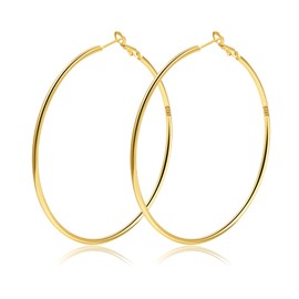 Large Gold Hoop Earrings for Women Big Gold Hoop Earrings 14K Real Gold Plated Hypoallergenic Thin Gold Hoop Earrings Sterling Silver Gold Hoop Earrings for Womens Extra Large Medium Gold Hoop Earrings