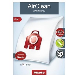 Miele Genuine FJM HyClean Air Vacuum Cleaner Bags for Miele Complete C1, Compact C1, Compact C2, S6 & S4 Vacuum Cleaners, Pack of 4 Vacuum Bags and 2 Filters
