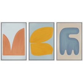 SIGNLEADER Framed Canvas Print Wall Art Set Pastel Geometric Mid-Century Polygons Abstract Shapes Illustrations Minimal Decorative Bohemian Nordic for Living Room, Bedroom, Office - 24"x36"x3 WHITE