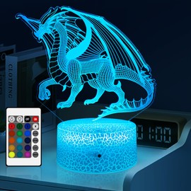 Welthtorm Dragon Night Light for Kids, 16 Colors Change with Remote Christmas and Birthday Party Supplies for Boys/Girls, Decoration 3D Night Light Dragons Gifts (Dragon-2)