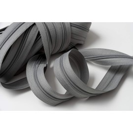 IPEA Zipper Size 5# Continuous Chain - 10 Metres - Nylon Zippers Per Metre + 25 Sliders Included - Zip - Cuttable for Sewing, 3 Colours to Choose, Grey, 30mm Wide