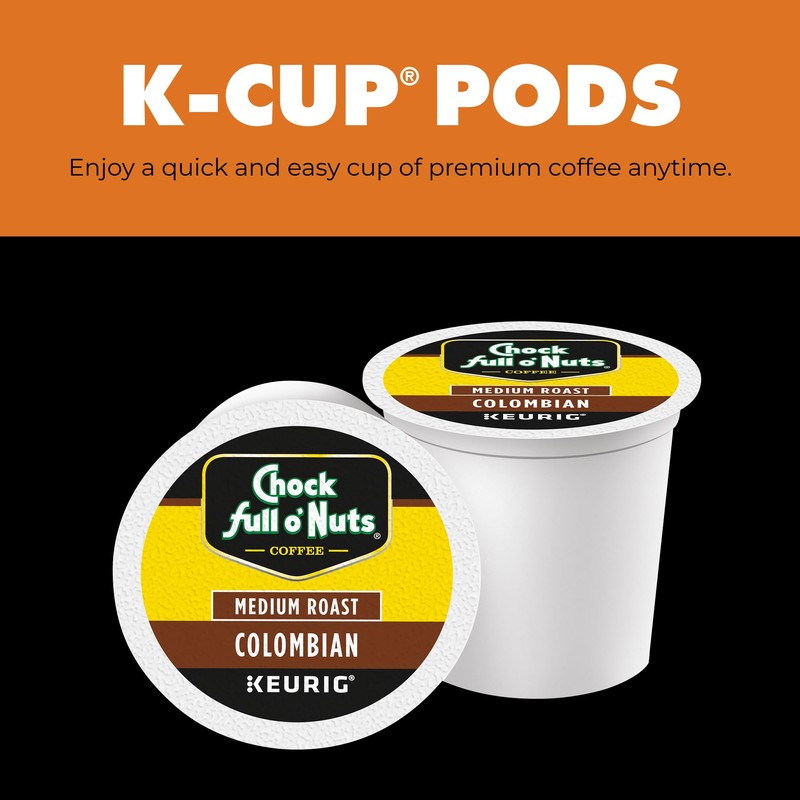Chock Full o'Nuts Colombian Coffee, Compatible with K-Cup Pods, 12
