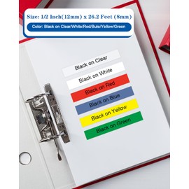 Unismar 6-Pack Compatible for Brother P Touch TZe-231 131 431 531 631 731 TZe TZ Tape 12mm 0.47 Laminated Clear/White/Red/Blue/Yellow/Green for Ptouch PT-D210 D220 H110 D400 D410 Label Maker