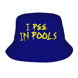 I Pee in Pools Bucket Hat Unisex,Funny Quote Humor Fisherman Cap Packable Casual Lightweight Travel Beach Sun Hats for Outdoor Headwear,Navy