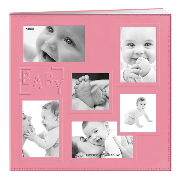 Pioneer MB-10COLB 12"X12" Baby Sewn Collage Frame Leatherette Post Bound Scrapbook, Pink