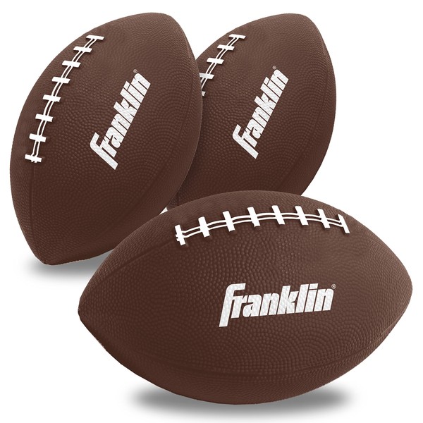 Franklin Sports Mini Footballs for Kids - (3) Inflatable Toy Replacement Footballs for Target Toss + Other Throwing Games - 6" Plastic Inflatable Footballs with Air Pump - Perfect Kids Toy Football