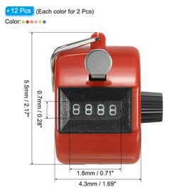 PATIKIL Clicker Counter, 12 Pcs 4 Digit Mechanical Handheld Tally Click Pitch Counter for Coaching Knitting, Golf, Lap, Fishing, Multicolor