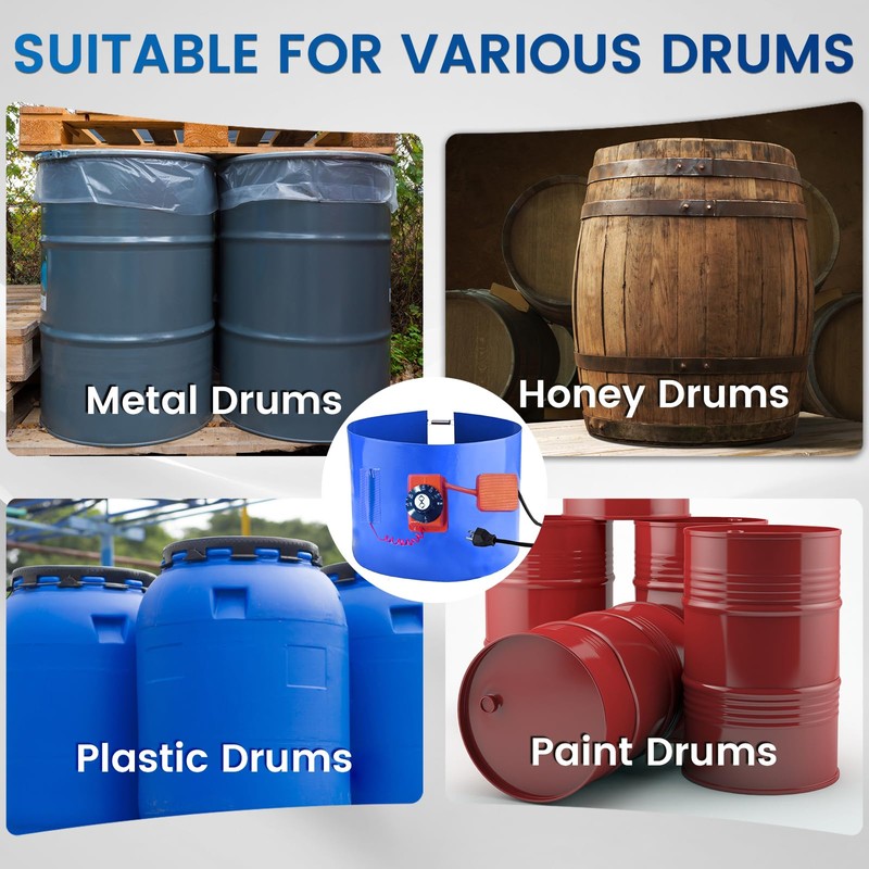 UPGRADED Blue 55 Gallon Drum Heater with Twist Temperature Control,