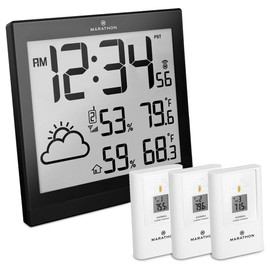 Marathon Wireless Weather Station, Black - 3 Remote Sensors & Large 10-Inch Multi-Zone Display - Includes Batteries