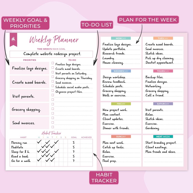 Clever Fox Weekly Desk Planner – Desktop Notepad, To Do