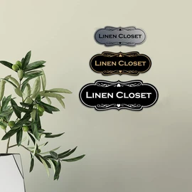 Designer Linen Closet Sign (Black Gold) - Medium
