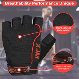 WFX Weight Lifting Gloves Fitness Wrist Wrap Support Workout Anti Slip Padded Palm Protection Gym Gloves Training Equipment Half Finger Weight Gloves for Men Women Exercise (Black Short Wrist, M)