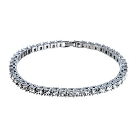 kelistom 14K White Gold Plated 4mm Wide Tennis Anklet for Women, Rhinestone Crystal Inlay Tennis Bracelet Anklet Gold Ankle Bracelets for Women (white gold, length:7")