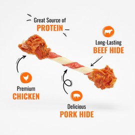 GOOD 'N' FUN Double Pops Long-Lasting Dog Treat, with Real Proteins, Beef Hide and Premium Chicken, Supports Dental Health, Mental Stimulation, 5.5 oz