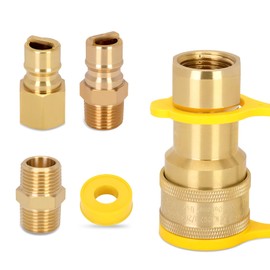 1/2" Propane Quick Connect Fittings,Natural Propane Hose Quick Disconnect Kit,100% Solid Brass with Dust Cover for Gas Grill and Heater and Generator