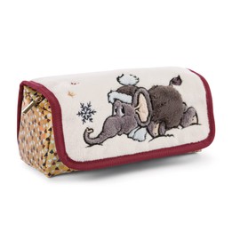 NICI 47303 Pencil Case for Rolling Elephant 19 x 7 x 7 cm Winter Collection Beige / Multi-Coloured