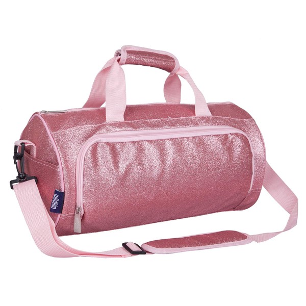 Wildkin Kids Dance Bag for Boys and Girls, Ideal Size for Ballet Class and Dance Recitals,100% Polyester Fabric Laminated Dance Duffel Bags Measures 17 x 8.5 x 8.5 Inches (Pink Glitter)