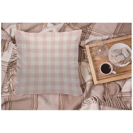 WONDERTIFY Pink Buffalo Check Cushion Cover Plaid Gingham Checkered Pillowcases for Men Women, Pillow Cover Living Room Farmhouse Pastel 45X45 Cm