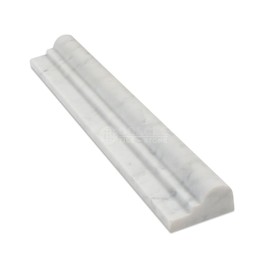 Carrara White Italian (Bianco Carrara) Marble OG-1 Single-Step Chair Rail Molding Trim, Honed