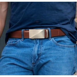 DOOPAI Men's Leather Ratchet Belts, 1 3/8" Adjustable Trim to Fit