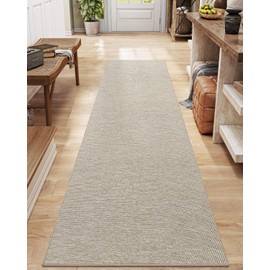 DEXI Hallway Runner 2.3'x10', Washable Non Slip Rubber Backed Carpet Runner, Absorbent Thin Long Entryway Runners for Laundry, Patio Entrance, Beige
