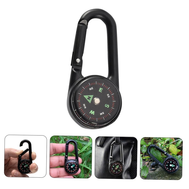 Sosoport Portable Hiking Compass Carabiner Clip 2pcs Camping Compass Scale